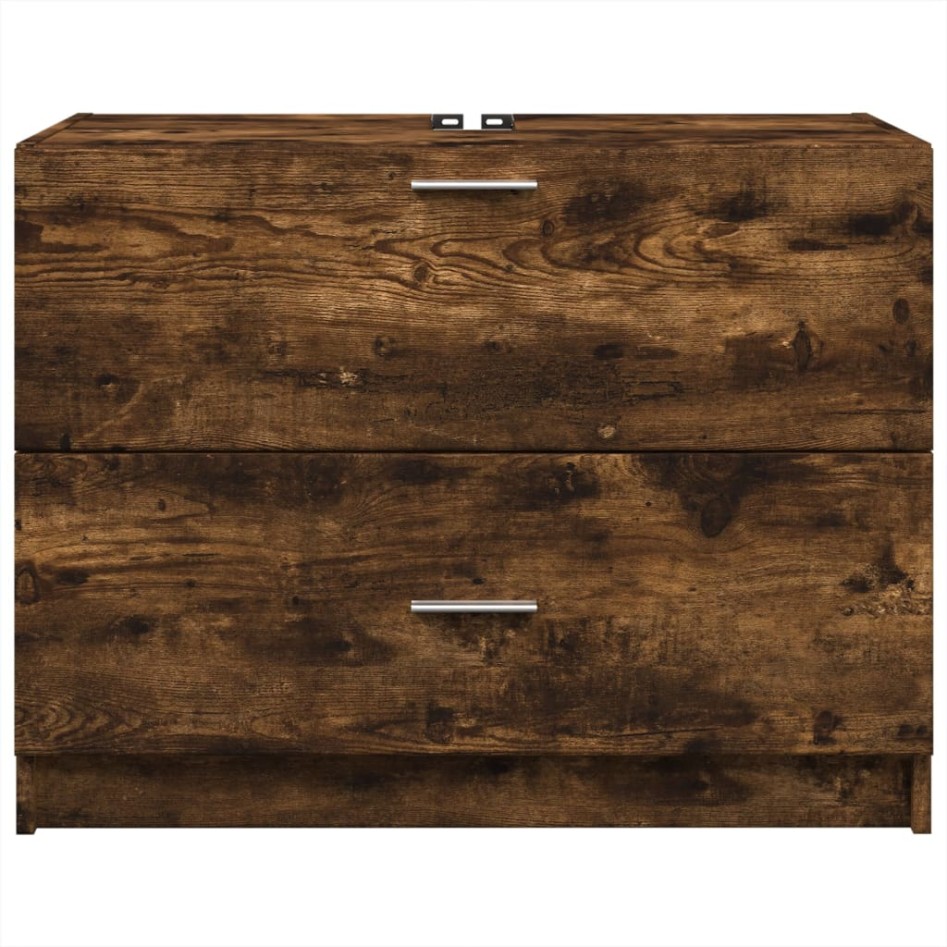 Armario de lavabo madera ingeniería roble ahumado 78x37x59