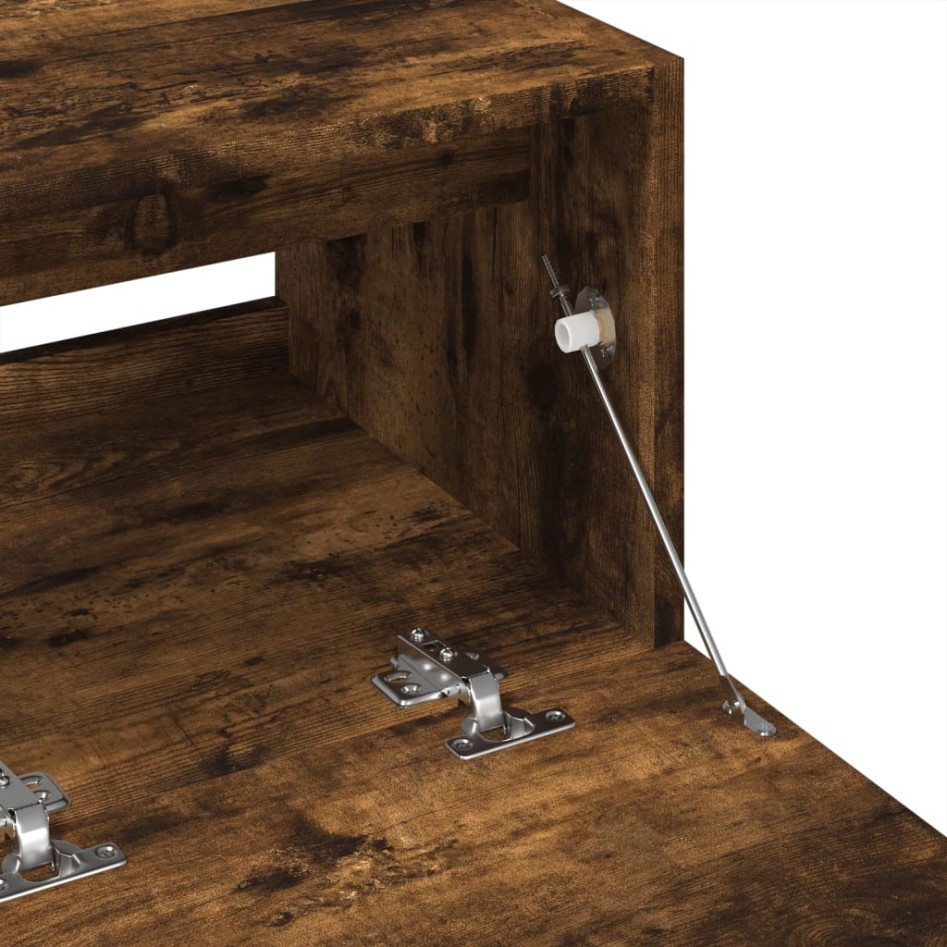 Armario de lavabo madera ingeniería roble ahumado 78x37x59