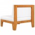 Sofá seccional central y cojines blanco crema madera de