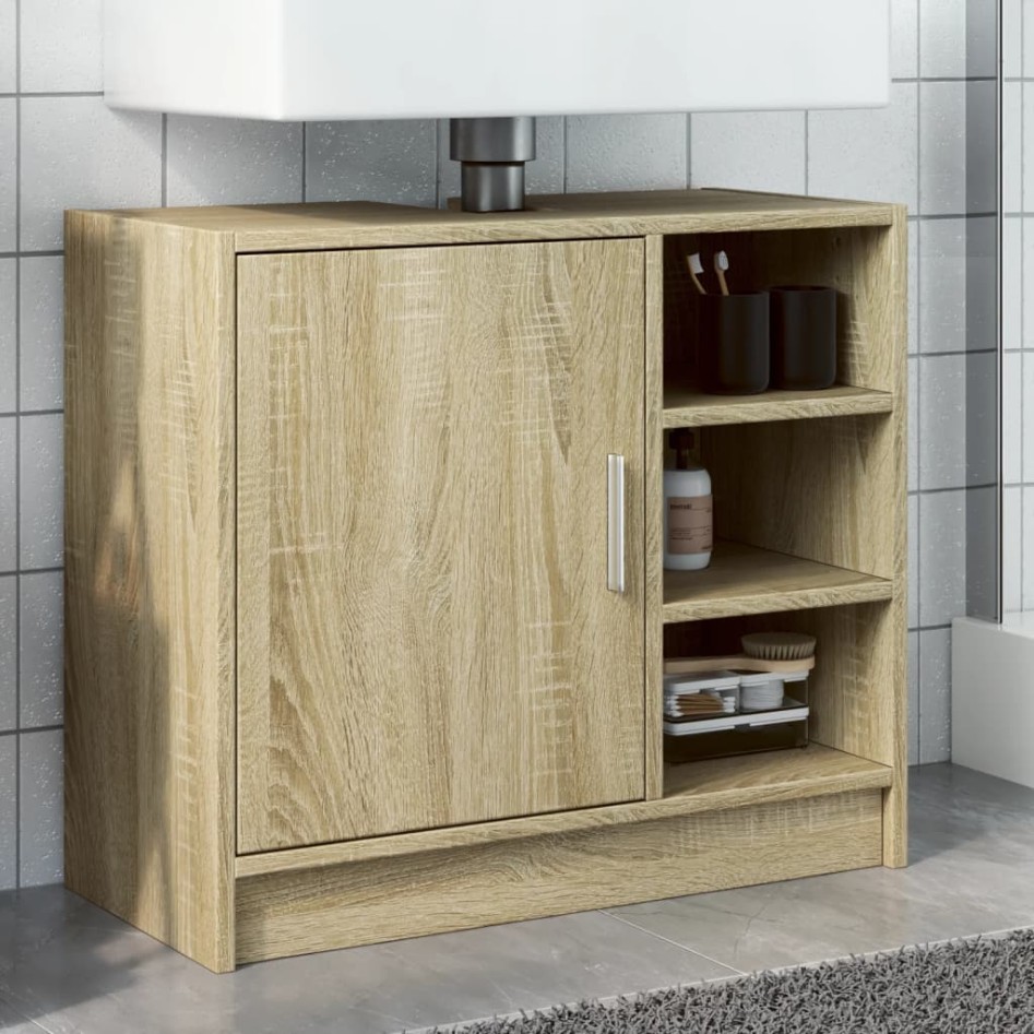 Armario de lavabo madera de ingeniería roble Sonoma 63x29x55