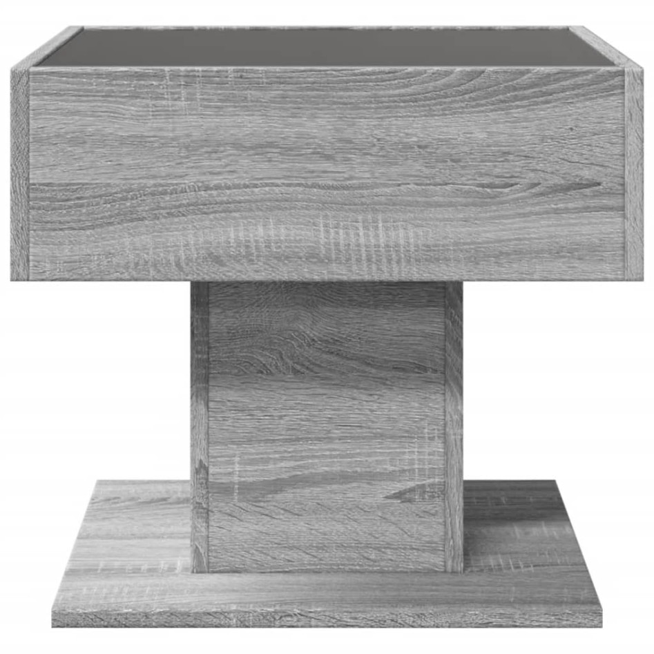 Mesa de centro y LED madera ingeniería gris Sonoma 50x50x45