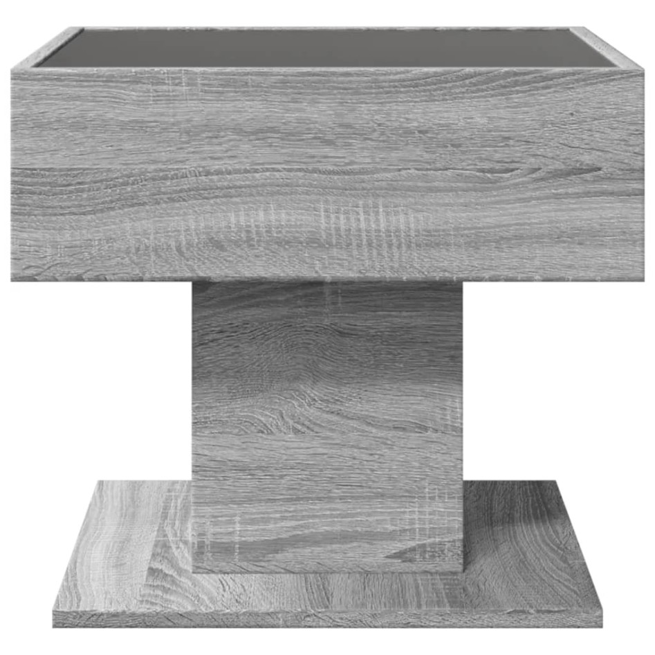 Mesa de centro y LED madera ingeniería gris Sonoma 50x50x45