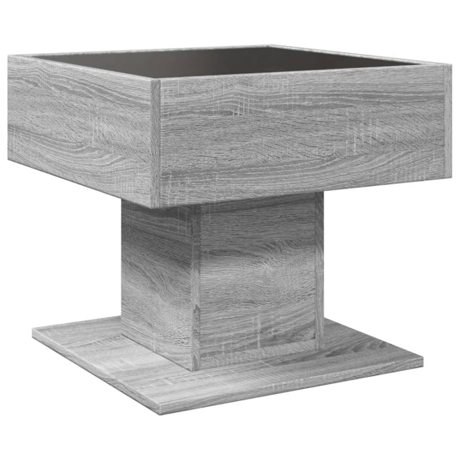 Mesa de centro y LED madera ingeniería gris Sonoma 50x50x45