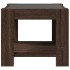 Mesa de centro y LED madera ingeniería marrón roble 53x53x45