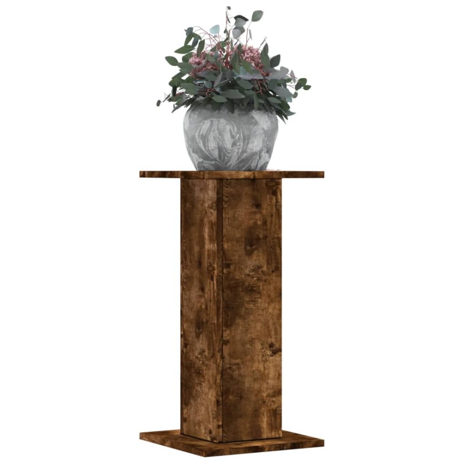 Soportes de plantas 2 uds madera roble ahumado 30x30x60
