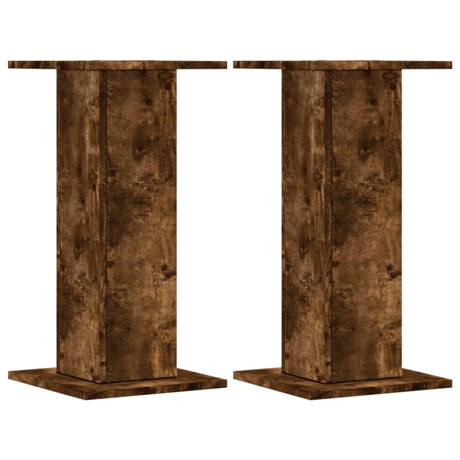 Soportes de plantas 2 uds madera roble ahumado 30x30x60