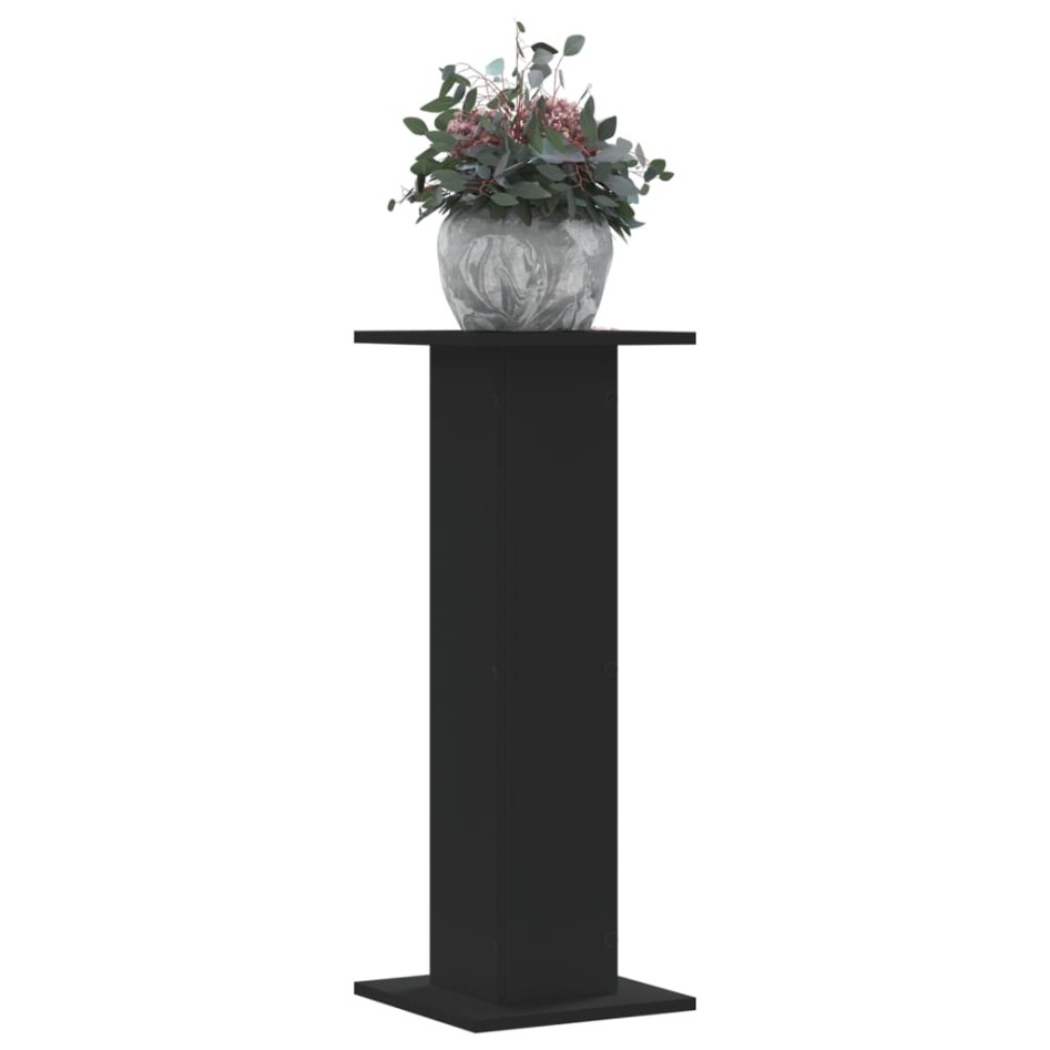 Soportes de plantas 2 uds madera ingeniería negro 30x30x80