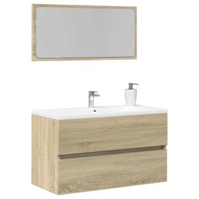 Armario de baño con espejo color roble sonoma 80x38,5x45