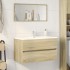 Armario de baño con espejo color roble sonoma 80x38,5x45