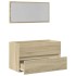 Armario de baño con espejo color roble sonoma 80x38,5x45