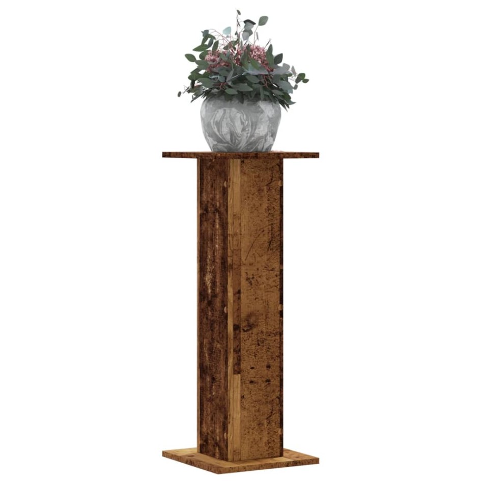 Soportes para plantas 2 uds madera roble envejecido 30x30x80