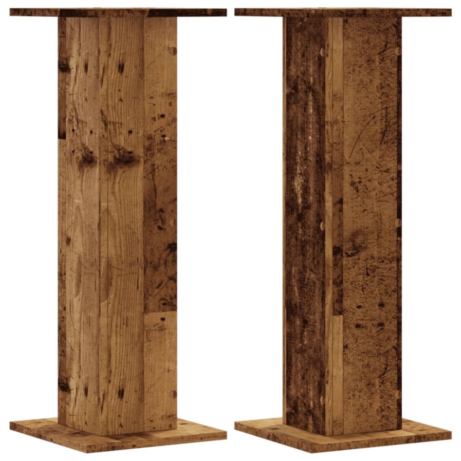 Soportes para plantas 2 uds madera roble envejecido 30x30x80
