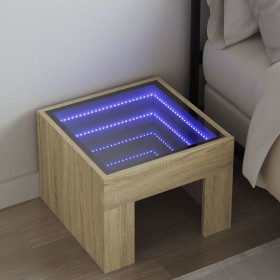 Mesita de noche con Infinity LED roble Sonoma 40x40x30