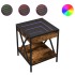 Mesita de noche con Infinity LED roble ahumado 40x40x49