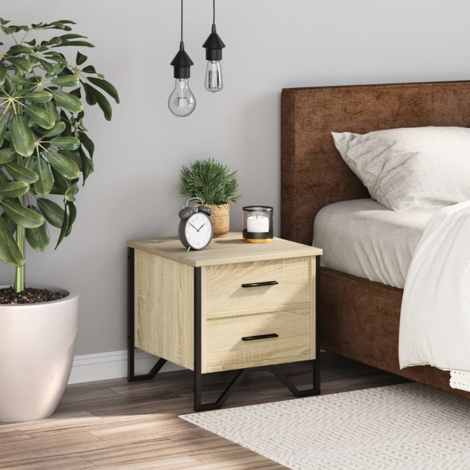 Mesita de noche madera de ingeniería roble Sonoma 40x41x40