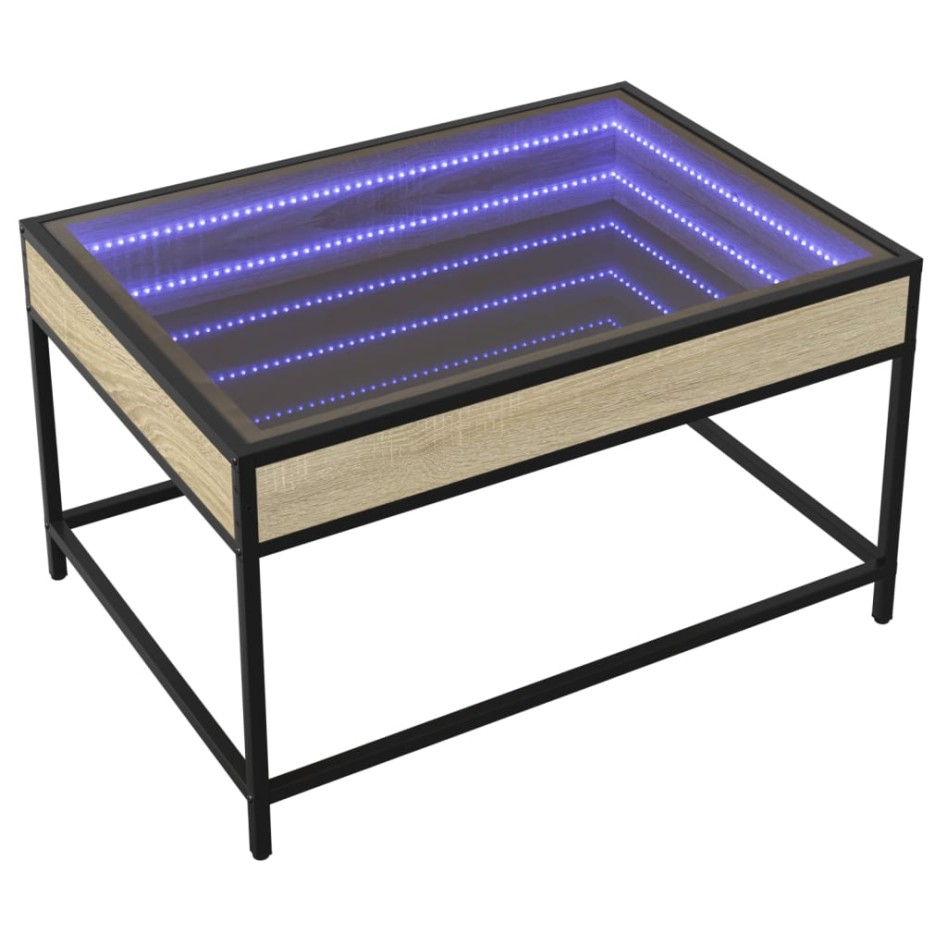 Mesa de centro con Infinity LED roble Sonoma 70x50x41
