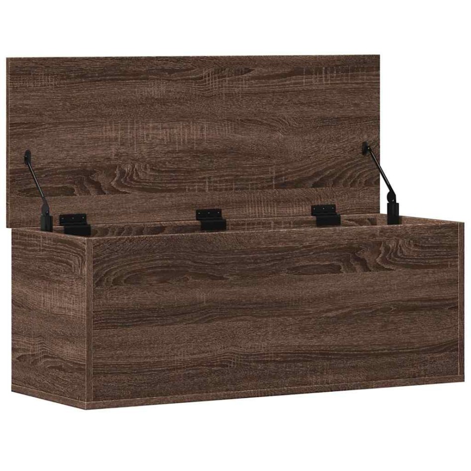 Caja de almacenaje madera ingeniería marrón roble 90x35x35