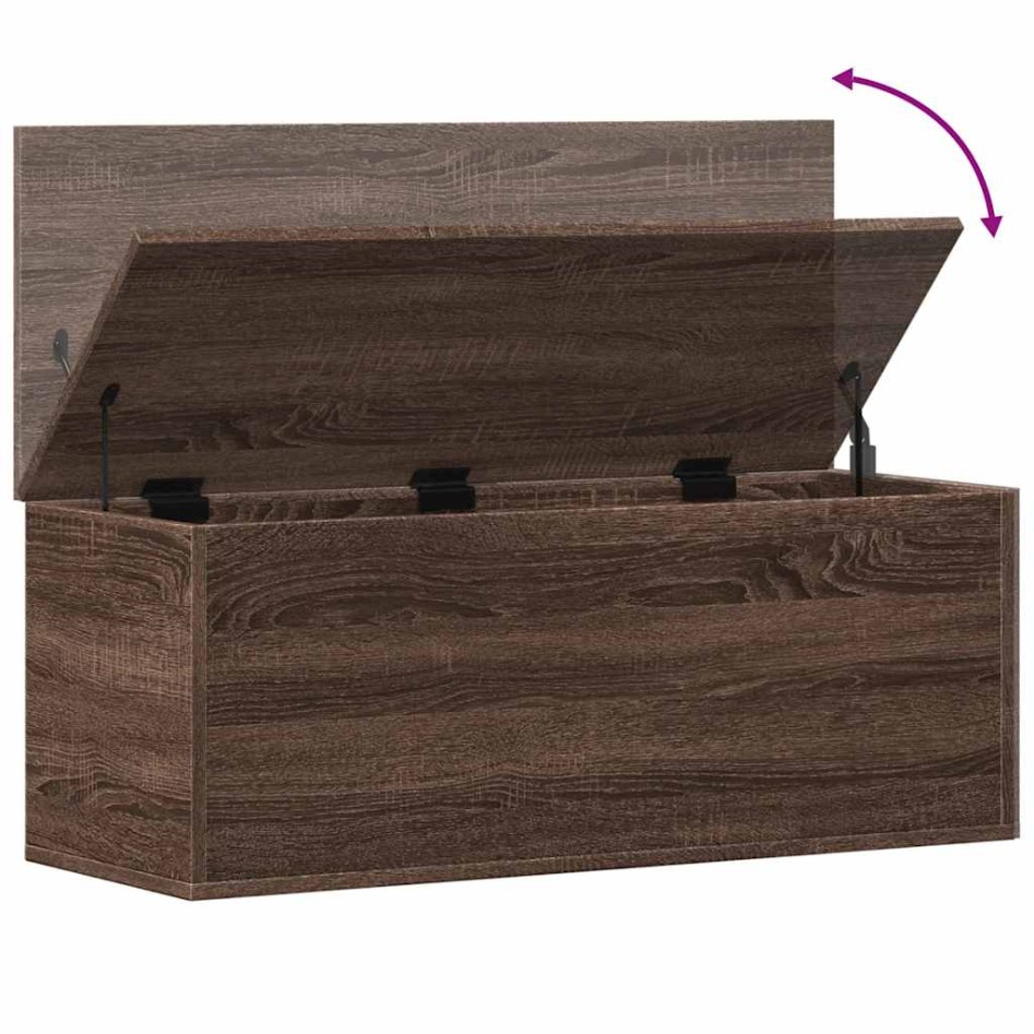 Caja de almacenaje madera ingeniería marrón roble 90x35x35