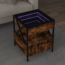 Mesa de centro con Infinity LED roble ahumado 40x40x51