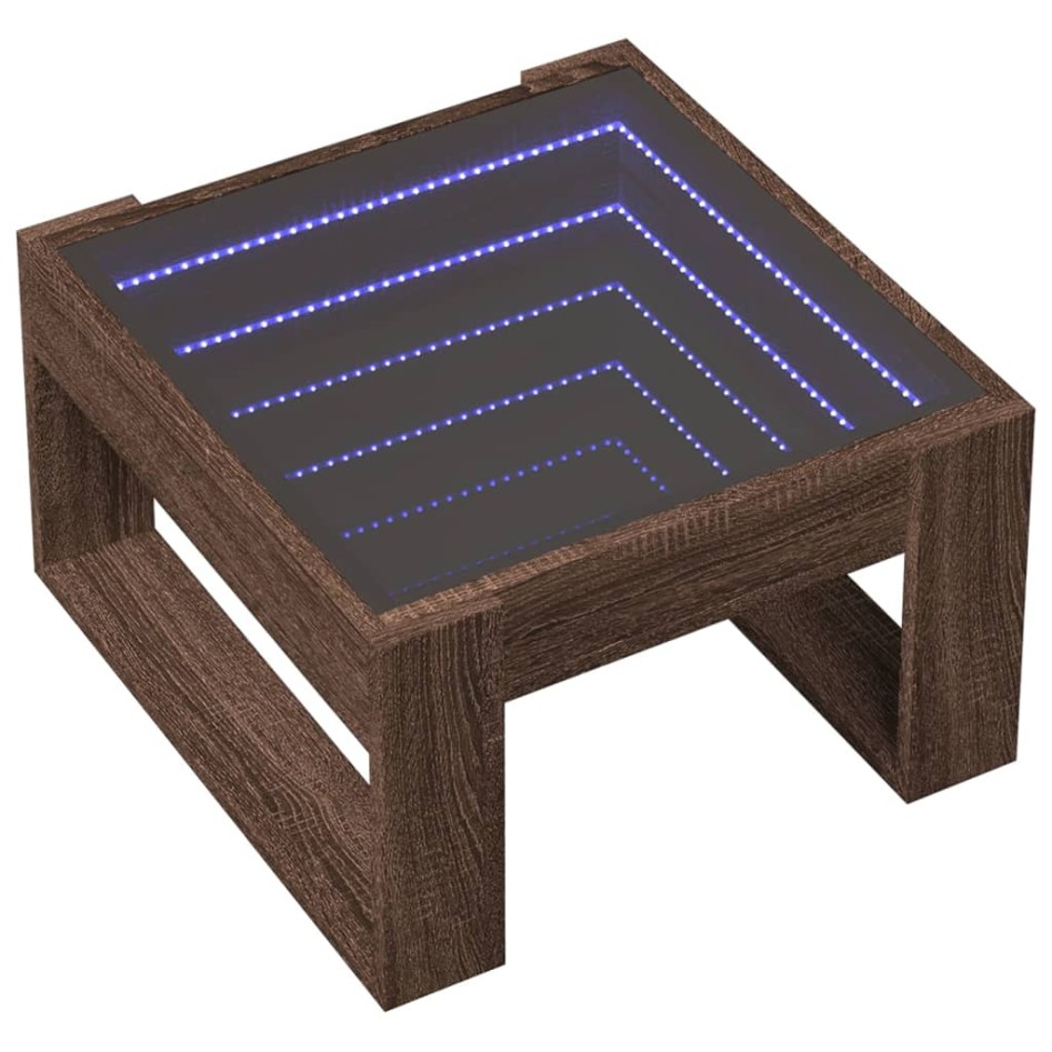 Mesa de centro con Infinity LED marrón roble 50x53x30