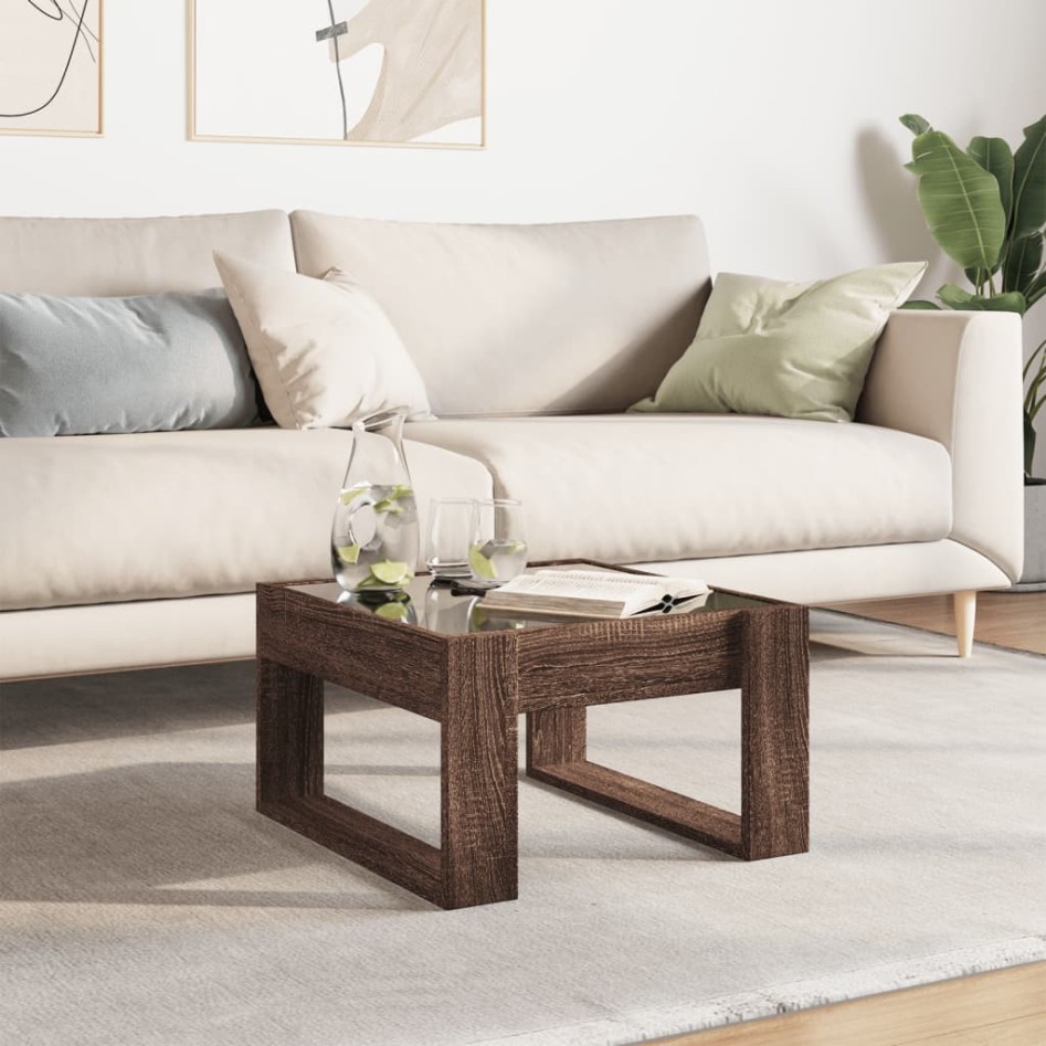 Mesa de centro con Infinity LED marrón roble 50x53x30