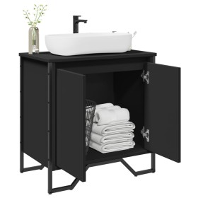 Armario para lavabo de baño madera ingeniería negro 60x35x60