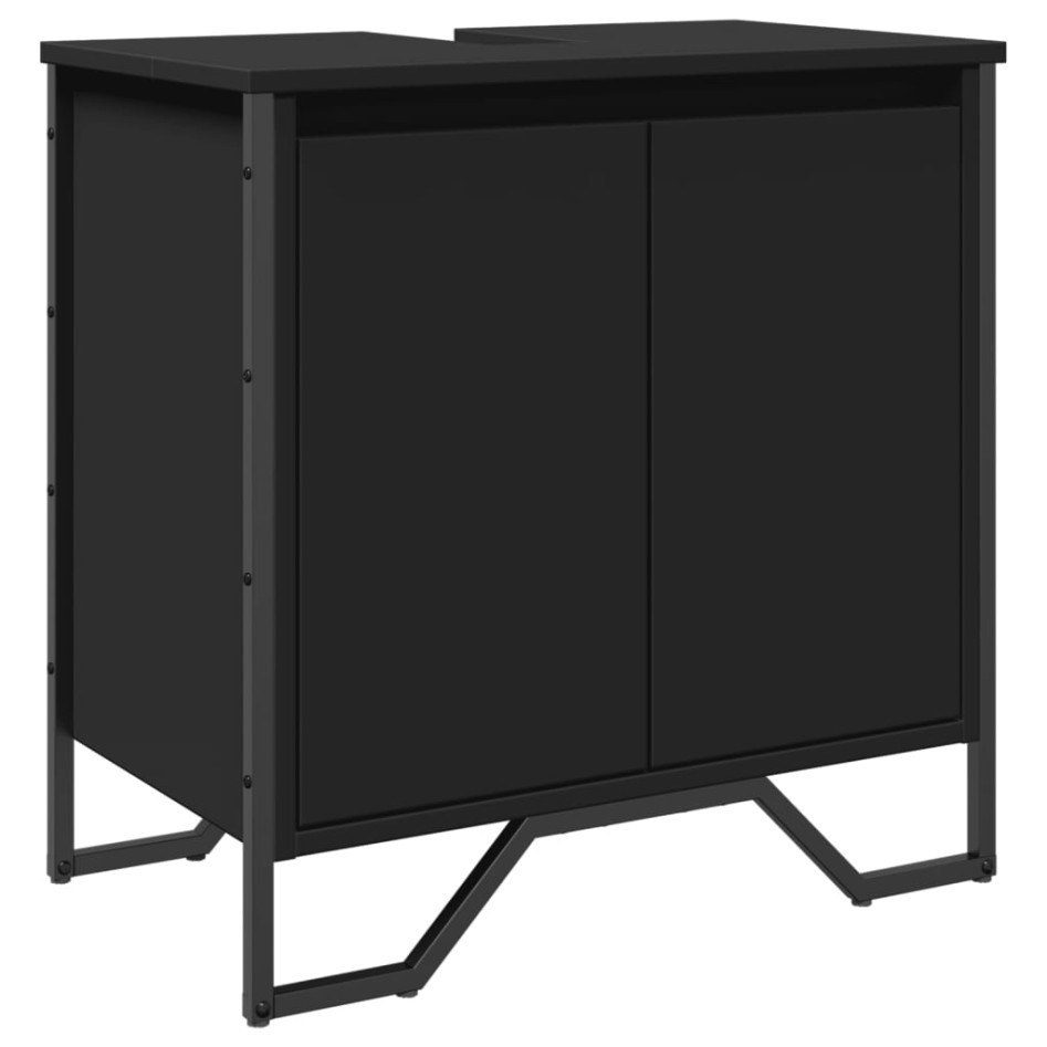 Armario para lavabo de baño madera ingeniería negro 60x35x60