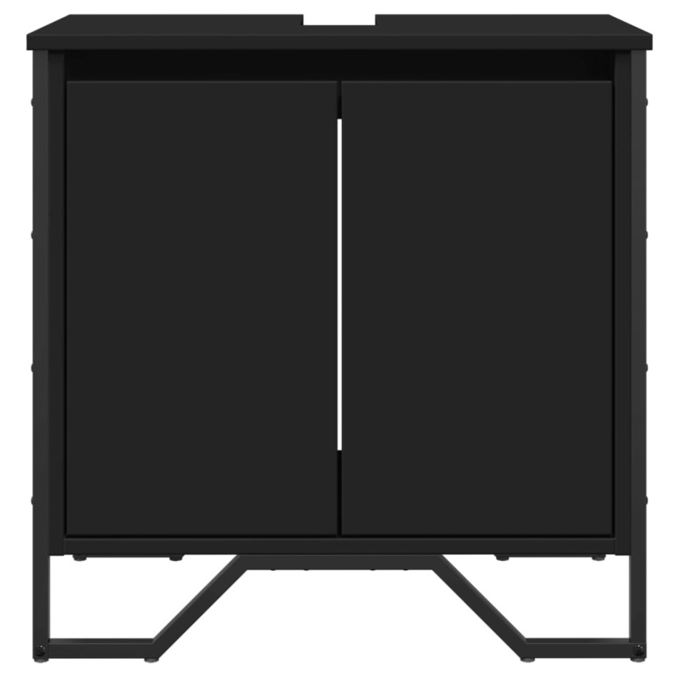 Armario para lavabo de baño madera ingeniería negro 60x35x60