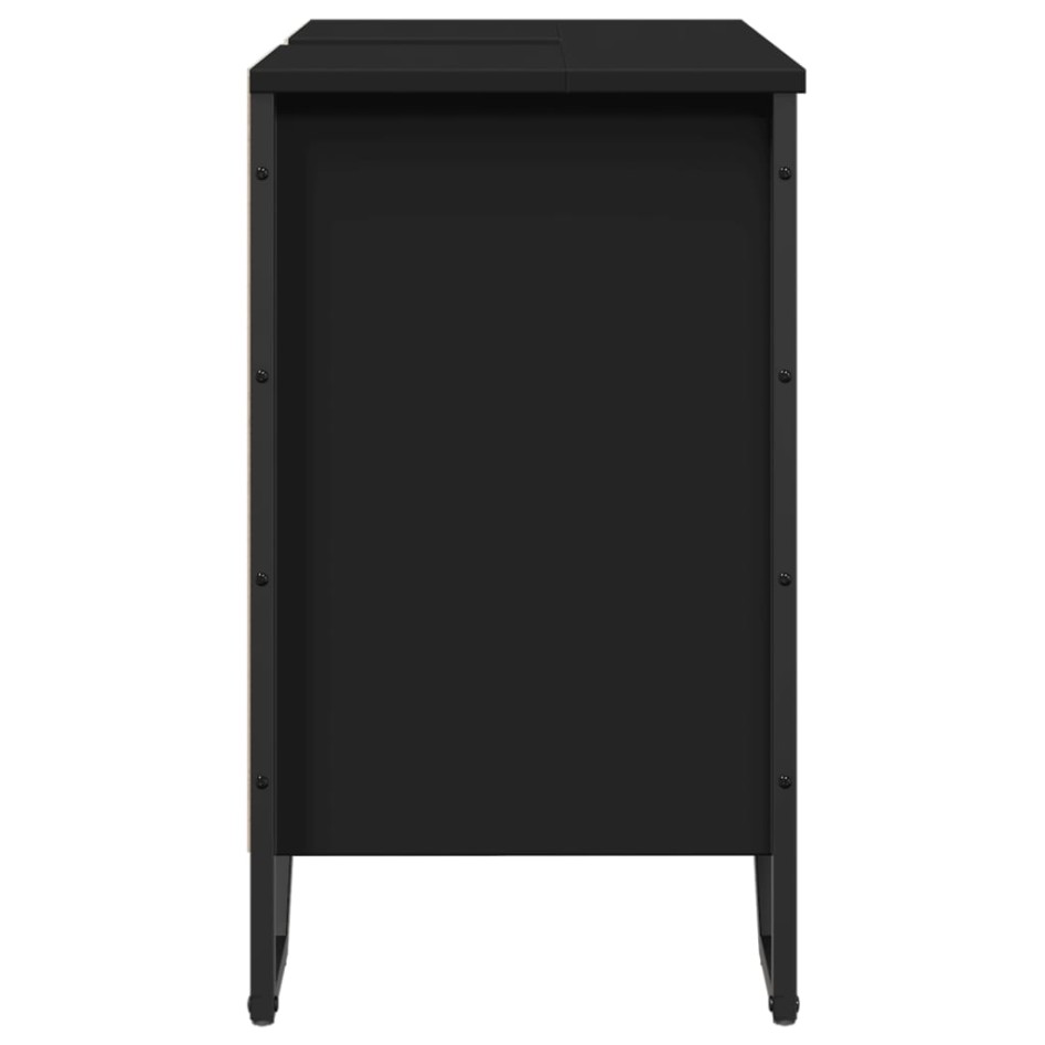 Armario para lavabo de baño madera ingeniería negro 60x35x60