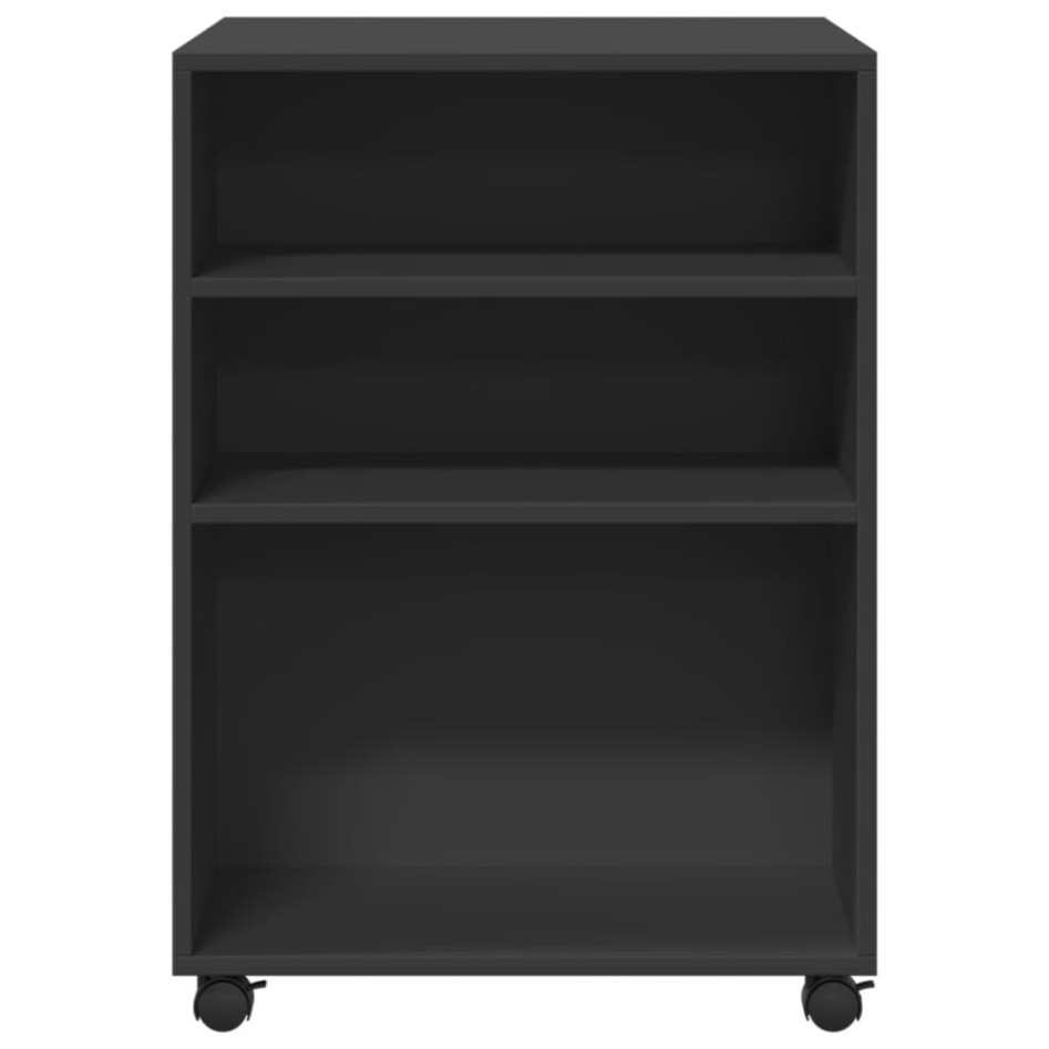 Mesa auxiliar con ruedas madera de ingeniería negra 55x60x78