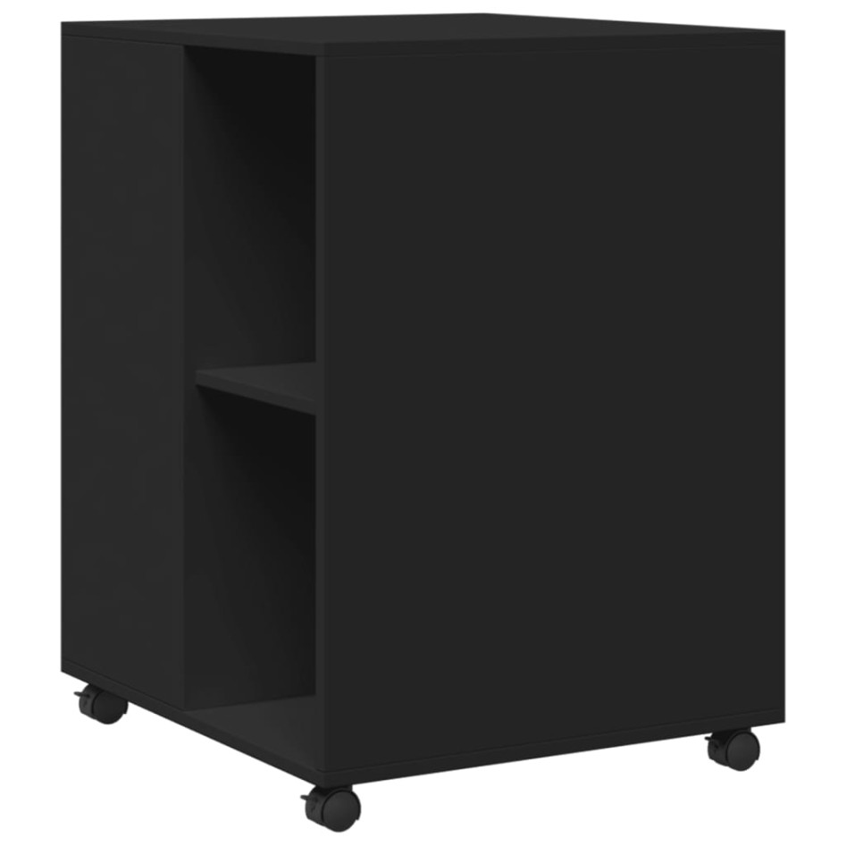 Mesa auxiliar con ruedas madera de ingeniería negra 55x60x78