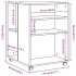 Mesa auxiliar con ruedas madera de ingeniería negra 55x60x78