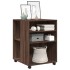 Mesa auxiliar ruedas madera ingeniería marrón roble 55x60x78