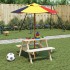 Mesa de picnic para 4 niños agujero para sombrilla madera