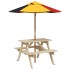 Mesa de picnic para 4 niños agujero para sombrilla madera