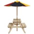 Mesa de picnic para 4 niños agujero para sombrilla madera