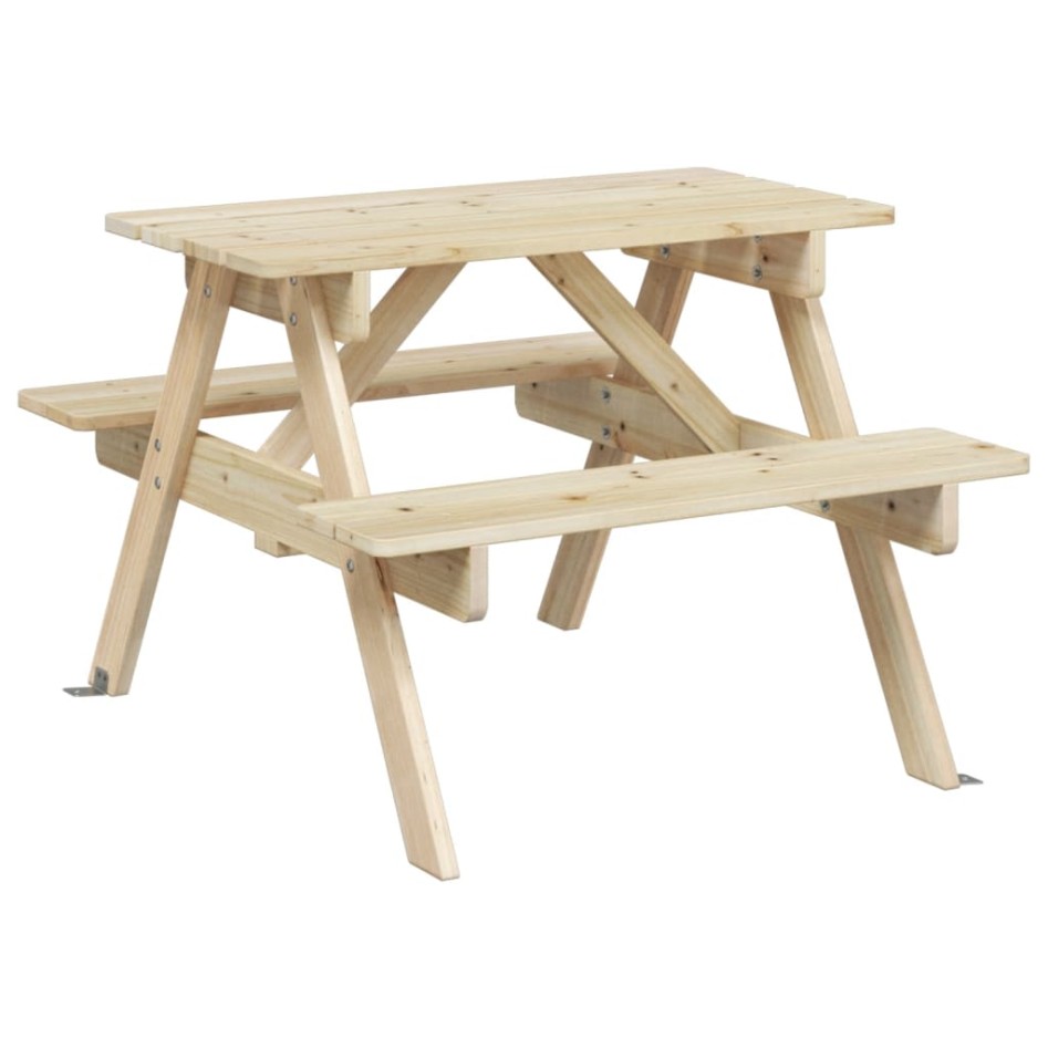 Mesa de picnic para 4 niños agujero para sombrilla madera