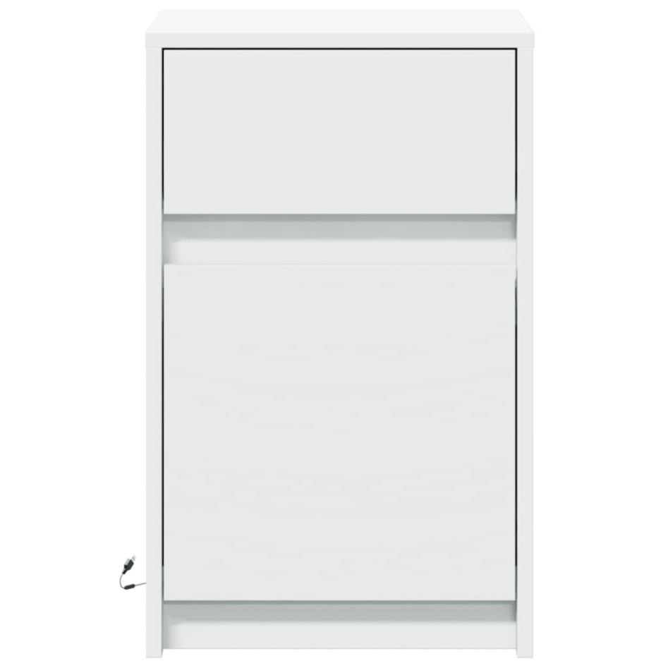 Mesita de noche con luces LED madera de ingeniería