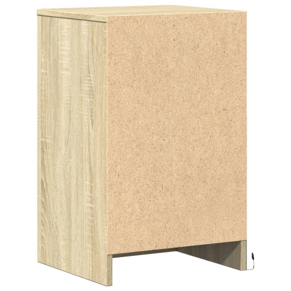 Mesitas de noche luces LED 2 uds madera ingeniería roble