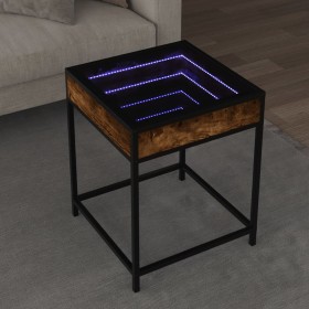 Mesa de centro con Infinity LED roble ahumado 40x40x51