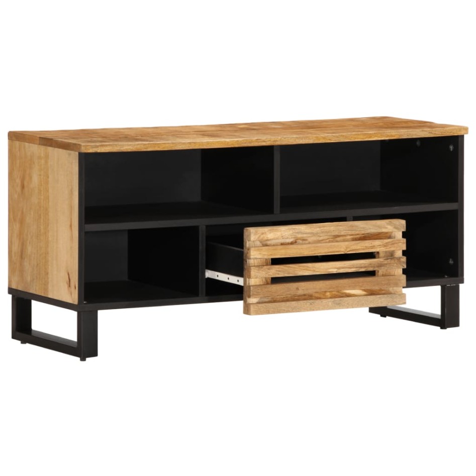 Mueble de TV madera maciza de mango rugosa 100x34x46