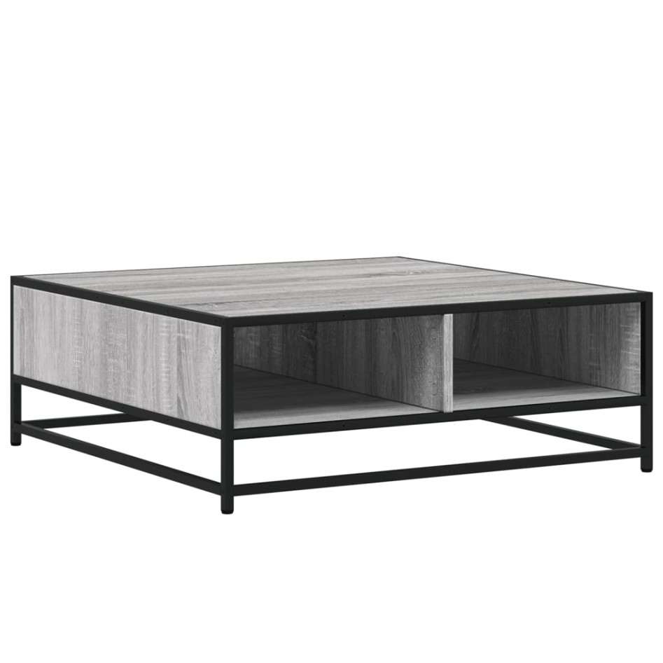 Mesa de centro madera ingeniería metal gris Sonoma 80x80x30