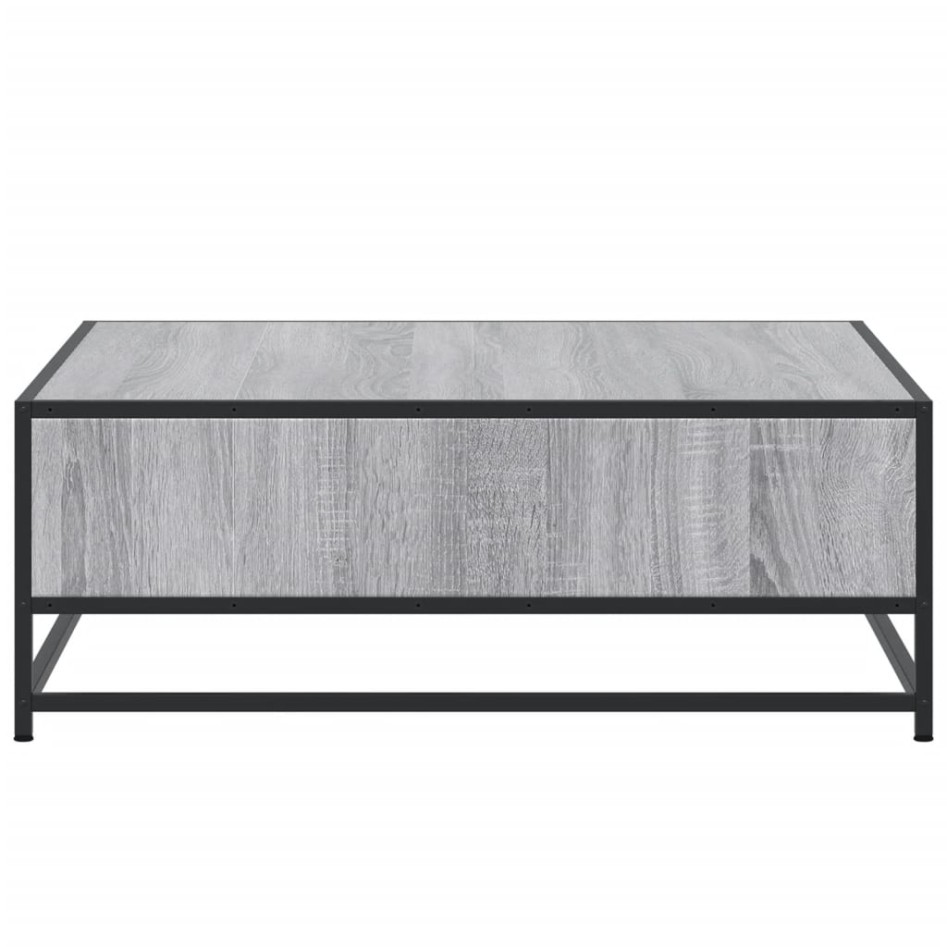 Mesa de centro madera ingeniería metal gris Sonoma 80x80x30