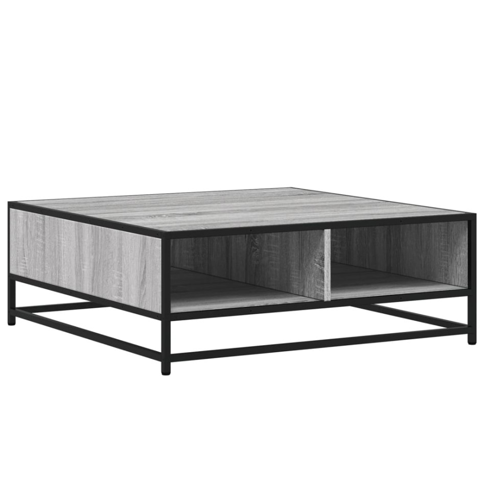 Mesa de centro madera ingeniería metal gris Sonoma 80x80x30