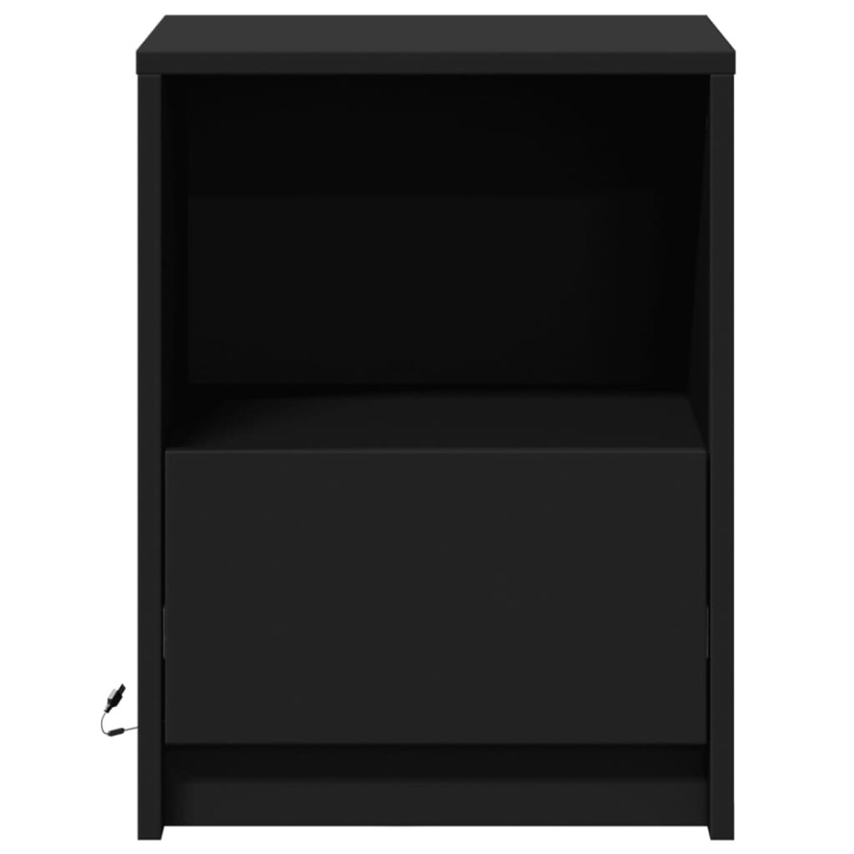 Mesitas de noche con luces LED 2 uds madera ingeniería