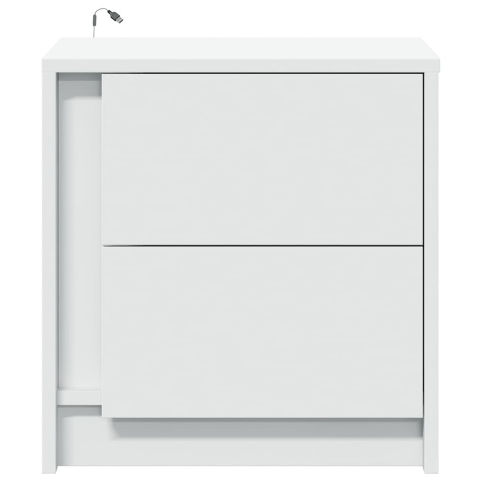 Mesitas de noche con luces LED 2 uds madera ingeniería