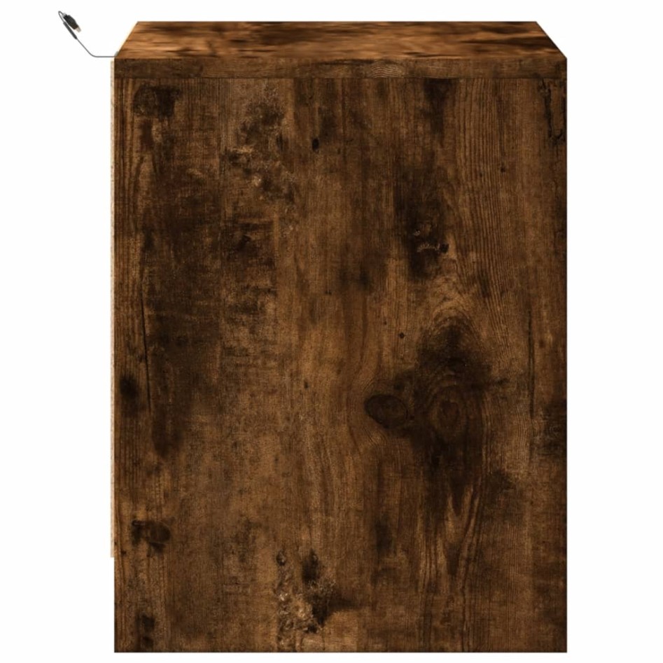 Mesita de noche con luces LED madera ingeniería roble