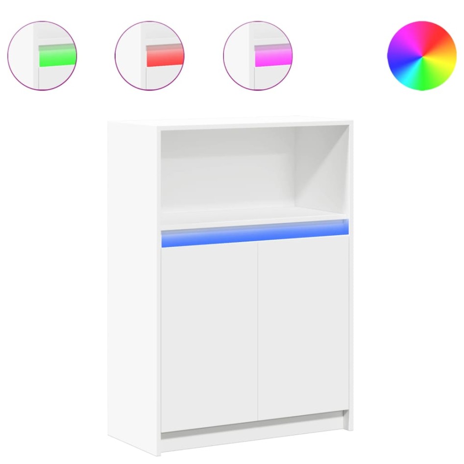 Aparador con LED madera de ingeniería blanco 72x34x100