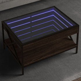 Mesa de centro con Infinity LED marrón roble 70x50x38