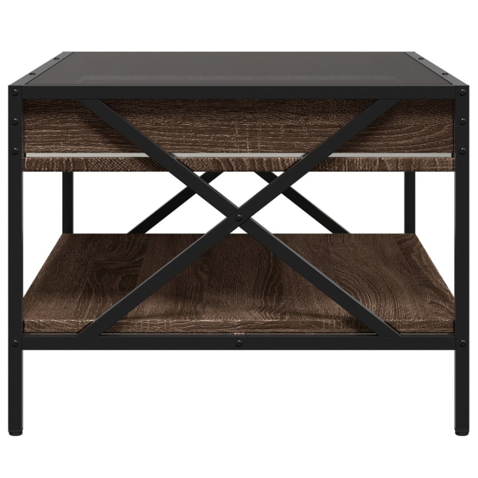 Mesa de centro con Infinity LED marrón roble 70x50x38